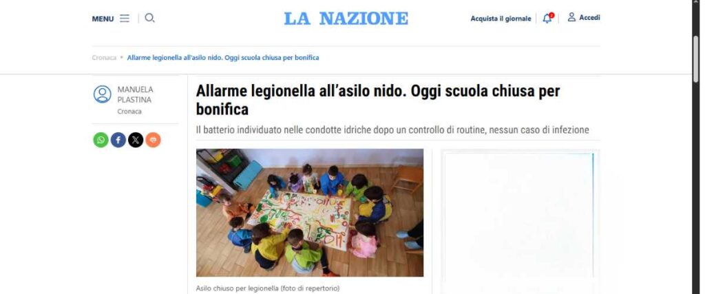Allarme legionella in asilo nido, immagine di bambini in aula prima della chiusura per bonifica idrica